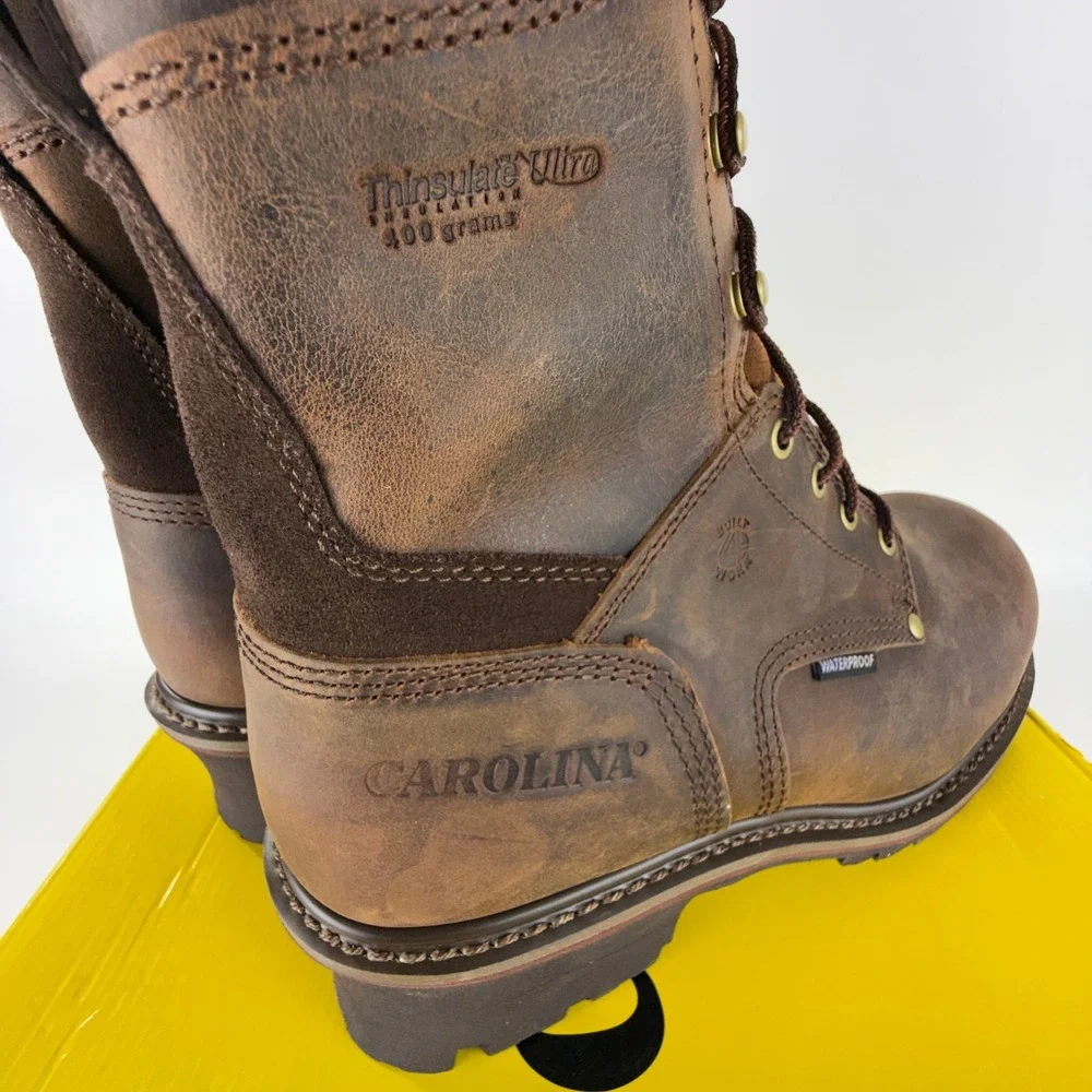 Carolina CA8508 Men 9 Inch Broad Toe Insulated‎ Waterproof Logger Boots 10 2E